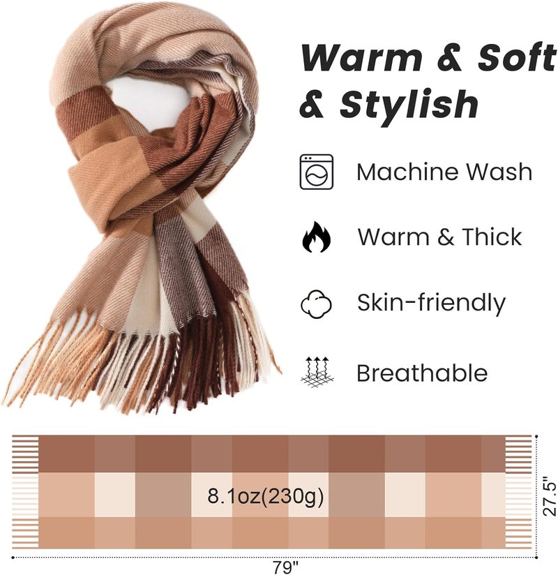 Pleneal Scarf for Women, Womens Winter/Fall Scarf,Long Plaid Shawls and Wraps, Cashmere Feel Blanket Pashmina Scarves - Image 2